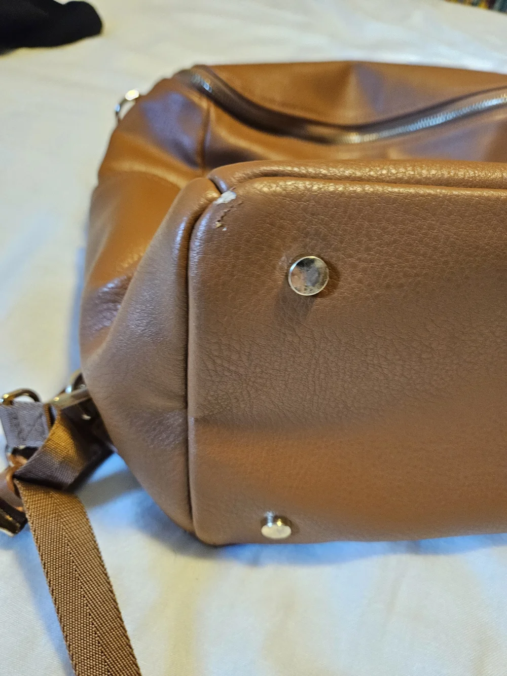 Azaria Brown Leather Backpack - Diaper Bag Large